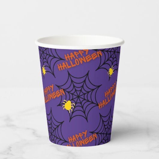 Gobelets En Papier Happy Halloween Spider Web (Verso)