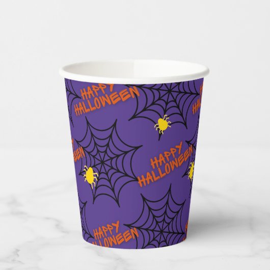 Gobelets En Papier Happy Halloween Spider Web (Gauche)
