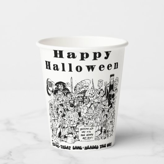 Gobelets En Papier Happy Halloween Trick ou Treat Éffrayant Illustrat (Verso)