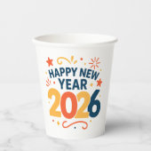 Gobelets En Papier Happy New Year 2026 Festive Paper Party Cups (Recto)
