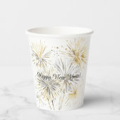 Gobelets En Papier Happy New Year Gold Silver Fireworks (Recto)