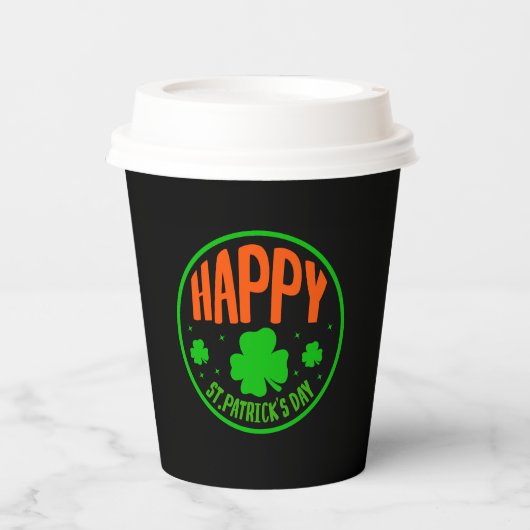 Gobelets En Papier Happy St. Patrick's Day Circle Design-63501 (Recto)