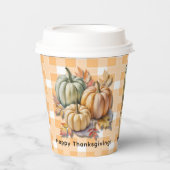 Gobelets En Papier Happy Thanksgiving Pumpkins & Autumn Leaves (Recto)