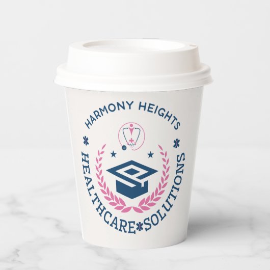 Gobelets En Papier Harmony Heights Healthcare Solutions Logo de l'ent (Recto)