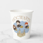 Gobelets En Papier HARRY POTTER™, Hermione et Ron survolent HOGWARTS™ (Recto)