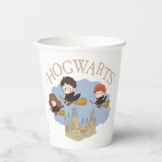 Gobelets En Papier HARRY POTTER™, Hermione & Ron Fly Over HOGWARTS™ (Recto)