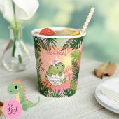 Gobelets En Papier Hatching Dino with Pink Bow 'It's a Girl' Cups