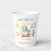 Gobelets En Papier Hatching Pastel Whimsical Bientôt Baby shower Dino (Verso)