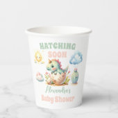 Gobelets En Papier Hatching Pastel Whimsical Bientôt Baby shower Dino (Recto)