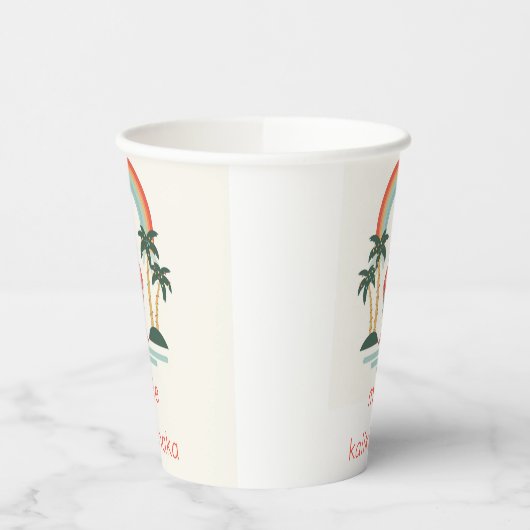 Gobelets En Papier Hawaïen/arc-en-ciel/Palms Père Noël (Gauche)