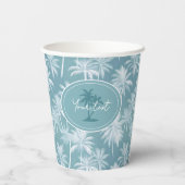 Gobelets En Papier Hawaiian Palm Tree Silhouette Motif Turquoise ID10 (Verso)
