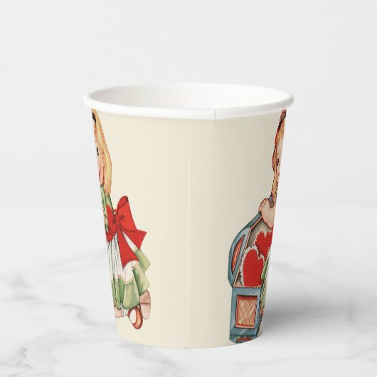 Gobelets En Papier Heart Girl Enfant Retro Enfants mignons (Droite)