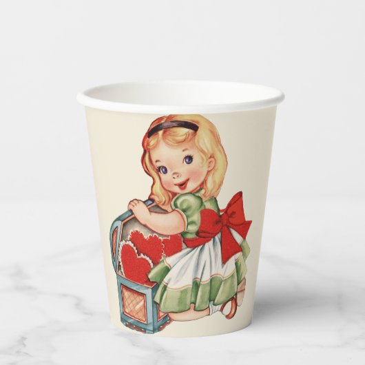Gobelets En Papier Heart Girl Enfant Retro Enfants mignons (Recto)