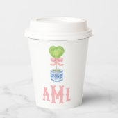 Gobelets En Papier Heart Topiary Garden | Monogramme (Recto)