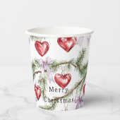 Gobelets En Papier Hearts Trees Red Purple Bows Christmas (Recto)