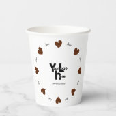 Gobelets En Papier Hearty Hearts Dark Brown - Custom Text and Logo (Verso)