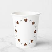Gobelets En Papier Hearty Hearts Dark Brown - Custom Text Paper Cups (Recto)