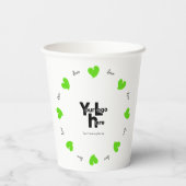 Gobelets En Papier Hearty Hearts Green - Custom Text and Logo (Verso)