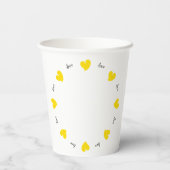 Gobelets En Papier Hearty Hearts Yellow - Custom Text (Verso)