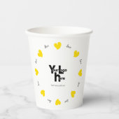 Gobelets En Papier Hearty Hearts Yellow - Custom Text and Logo (Recto)