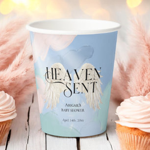 Gobelets En Papier Heaven Sent Angel Wings Pastel Baby shower