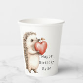 Gobelets En Papier Hedgehog Apple Coeur Anniversaire (Recto)