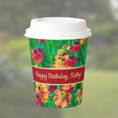 Gobelets En Papier Hélénium rouge et jaune incroyablement gai