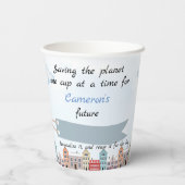 Gobelets En Papier Hélicoptère d'aquarelle bleu réutilisable durable (Verso)