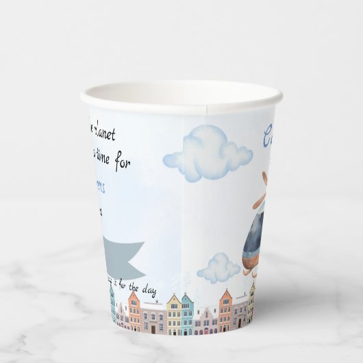 Gobelets En Papier Hélicoptère d'aquarelle bleu réutilisable durable (Droite)