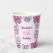 Gobelets En Papier Hello Cutie Cartoon Pink Bow Birthday Party (Verso)