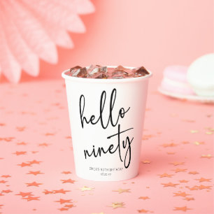 Gobelets En Papier Hello Ninety Minimalist Simple 90th Birthday Party