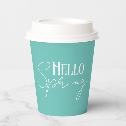 Gobelets En Papier Hello Spring Turquoise (Recto)