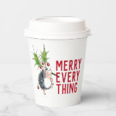 Gobelets En Papier Hérisson géant Joyeux Noël (Recto)