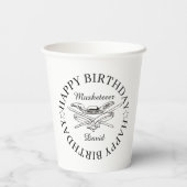 Gobelets En Papier Héros de mousquetaire joyeuse fête d'anniversaire  (Verso)
