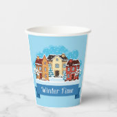 Gobelets En Papier Heure d'hiver neige (Recto)
