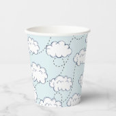 Gobelets En Papier Heure Vol Avion Nuages Anniversaire (Recto)