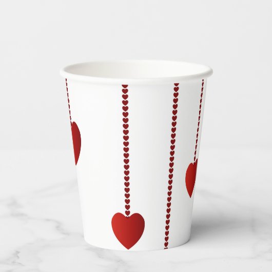 Gobelets En Papier Heureuse Sainte-Valentin de la coupe de papier Red (Verso)