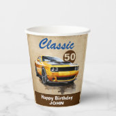 Gobelets En Papier heureux 50e anniversaire Classic Muscle Car (Recto)