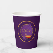 Gobelets En Papier Heureux Diwali Diya bougie violet or (Verso)