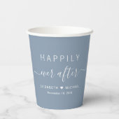 Gobelets En Papier Heureux Jamais après Dusty Mariage bleu (Verso)