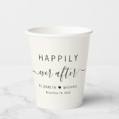 Gobelets En Papier Heureux Jamais après Mariage de crème (Recto)