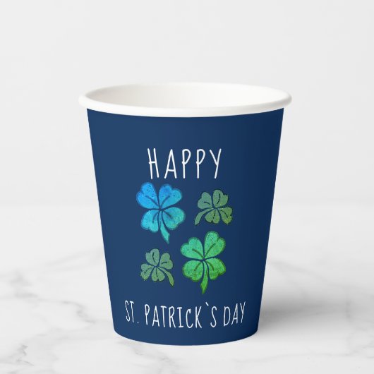 Gobelets En Papier Heureux Shamrock Clover Joyeux Saint Patrick's day (Recto)