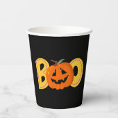 Gobelets En Papier Hey Boo Cute Citrouille Typographie Dessin Art (Verso)