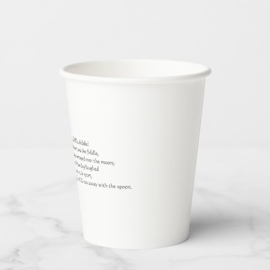 Gobelets En Papier Hey Diddle Diddle The Cat and Fiddle Rhyme (Verso)