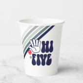 Gobelets En Papier HI CINQ Bleu de bande rétro (Recto)