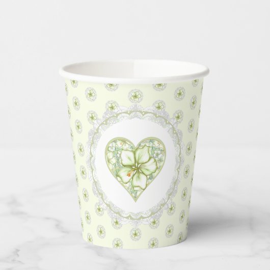 Gobelets En Papier Hibiscus & dentelle BLANC (Gauche)