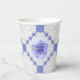 Gobelets En Papier Hibiscus & dentelle BLEU