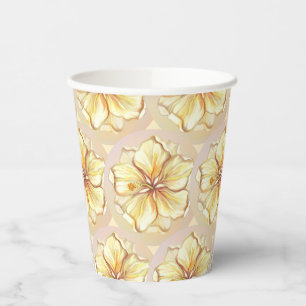 Gobelets En Papier Hibiscus & dentelle JAUNE