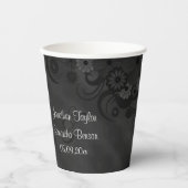 Gobelets En Papier Hibiscus Floral Noir Enregistrer La Date Aimants F (Recto)