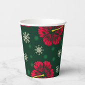 Gobelets En Papier Hibiscus floral tropical Snowflakes Noël | (Verso)